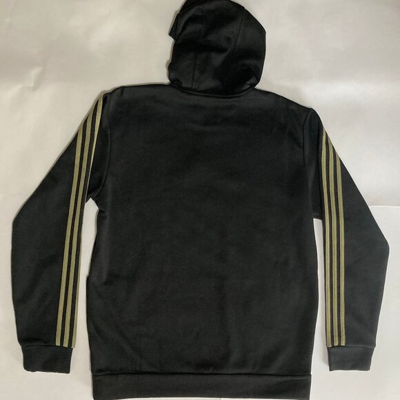 Adidas Athleisure Gorpcore Activewear pullover Black Hoodie Gold Colored Logo - Picture 2 of 6